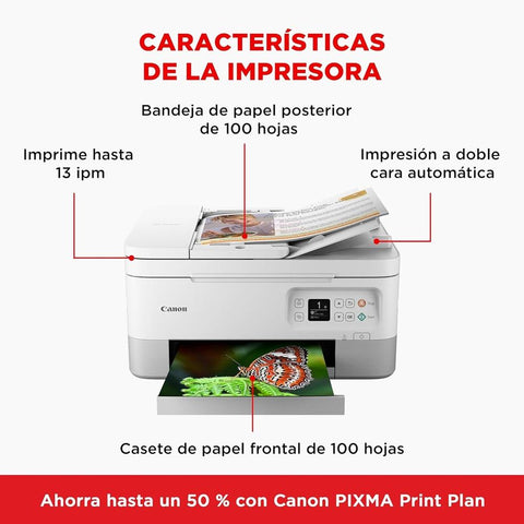 Multifuncion canon pixma ts7451i inyeccion color wifi -  duplex impresion -  blanca ppp