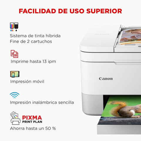 Multifuncion canon pixma ts7451i inyeccion color wifi -  duplex impresion -  blanca ppp