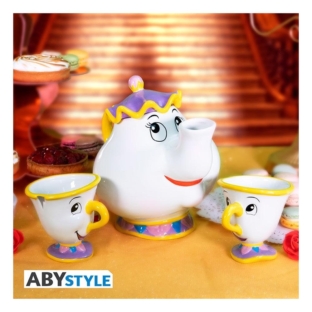 Set tetera y 2 tazas abystyle disney la bella y la bestia mrs.pott chip & samovar