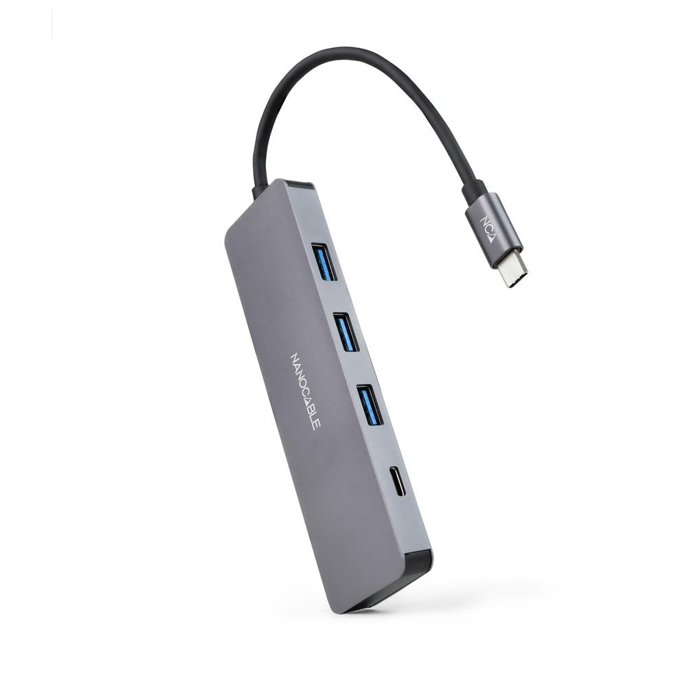 Hub nanocable usb - c a 3xusb3.0 - h + 1xusb - c - h aluminio 10 cm - gris