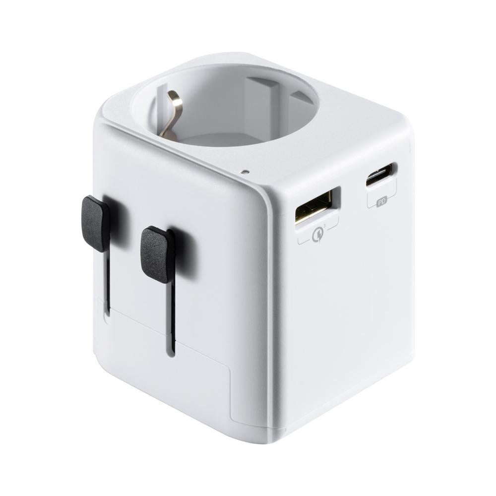 Enchufe universal viaje ewent ew1472 ue schuko a usa - uk - aus - china 1 x usb - 1 x usb tipo c