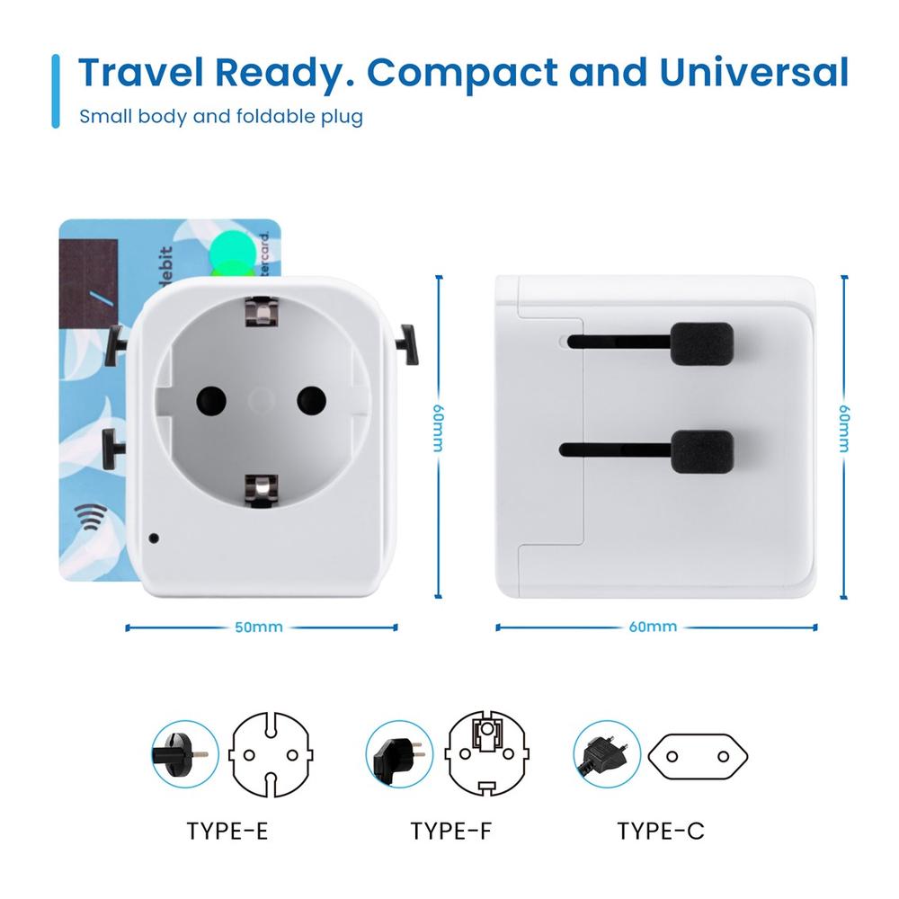 Enchufe universal viaje ewent ew1472 ue schuko a usa - uk - aus - china 1 x usb - 1 x usb tipo c