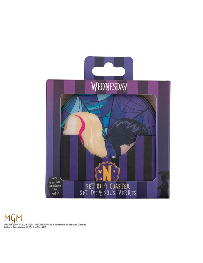 Juego 4 posavasos cinereplicas miercoles miercoles addams