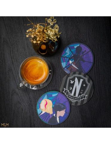 Juego 4 posavasos cinereplicas miercoles miercoles addams