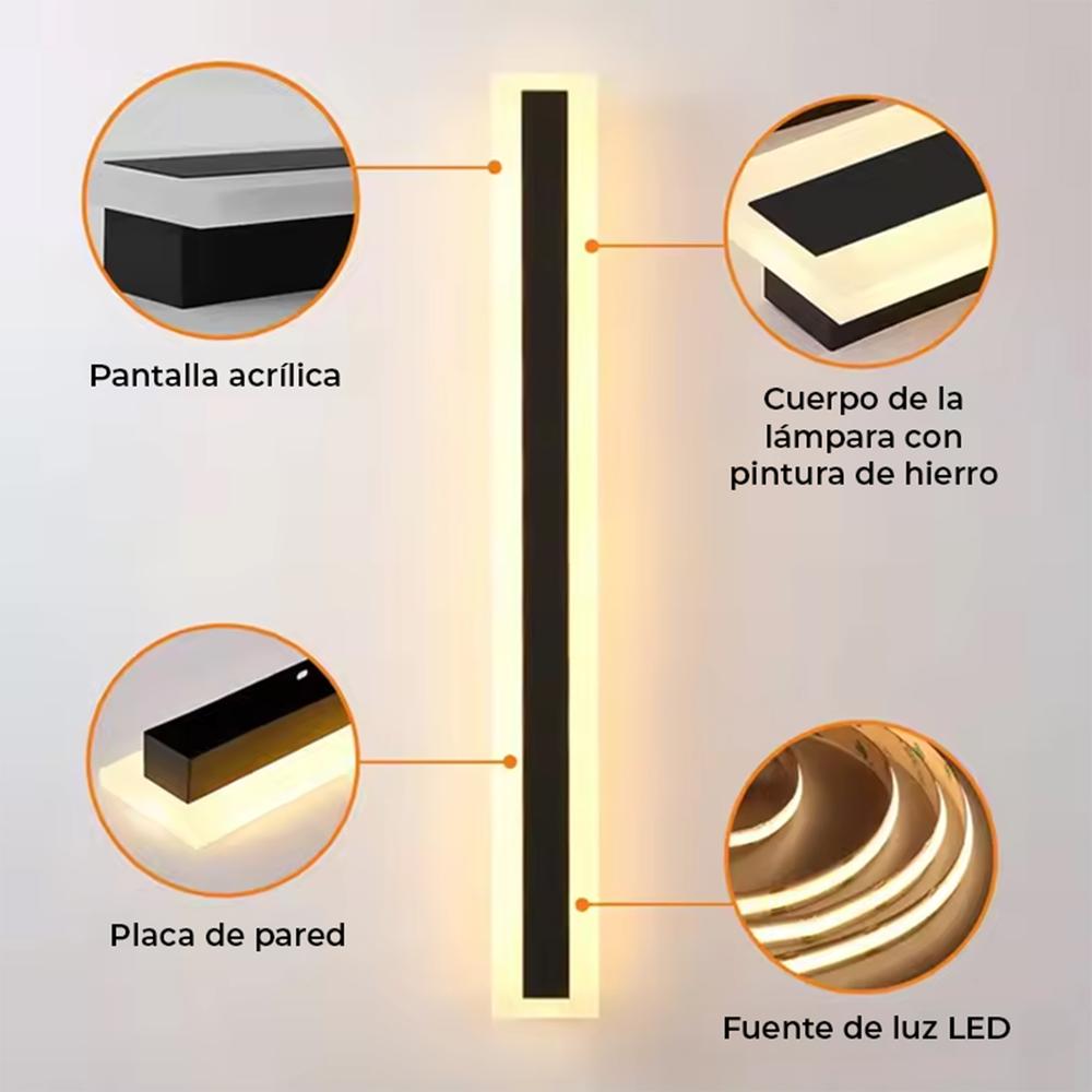 Aplique pared exterior25w 115cm aplique exterior largoaplique de diseño impermeables ip65blanco natural 4000kac220v aplique de exterior led negro