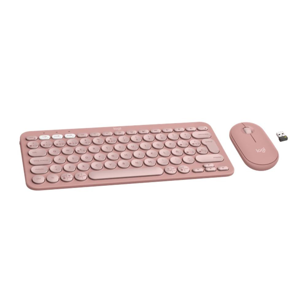 Teclado + mouse logitech pebble 2 combo inalambrico rosa