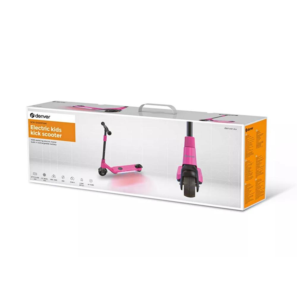 Scooter patinete electrico para niños denver sck - 5400pink - 80w - ruedas 4.5pulgadas - 6km - h - rosa