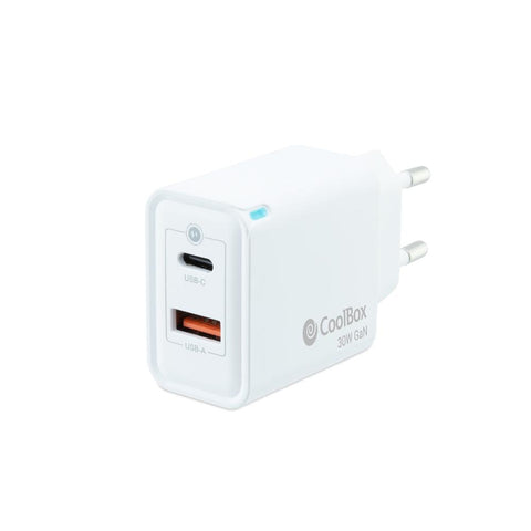 Cargador usb de pared coolbox 30w usb tipo a - usb tipo c