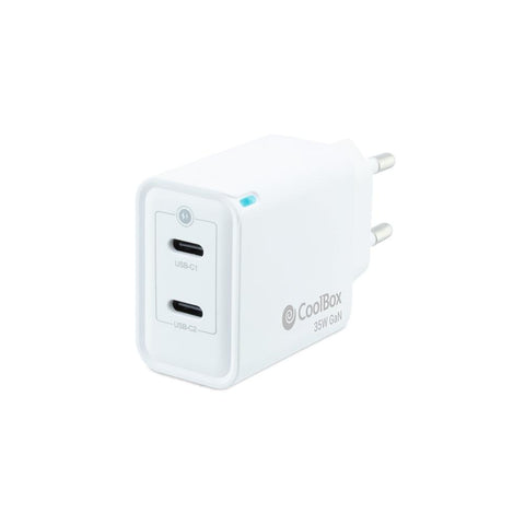 Cargador usb de pared coolbox 35w 2 x usb tipo c