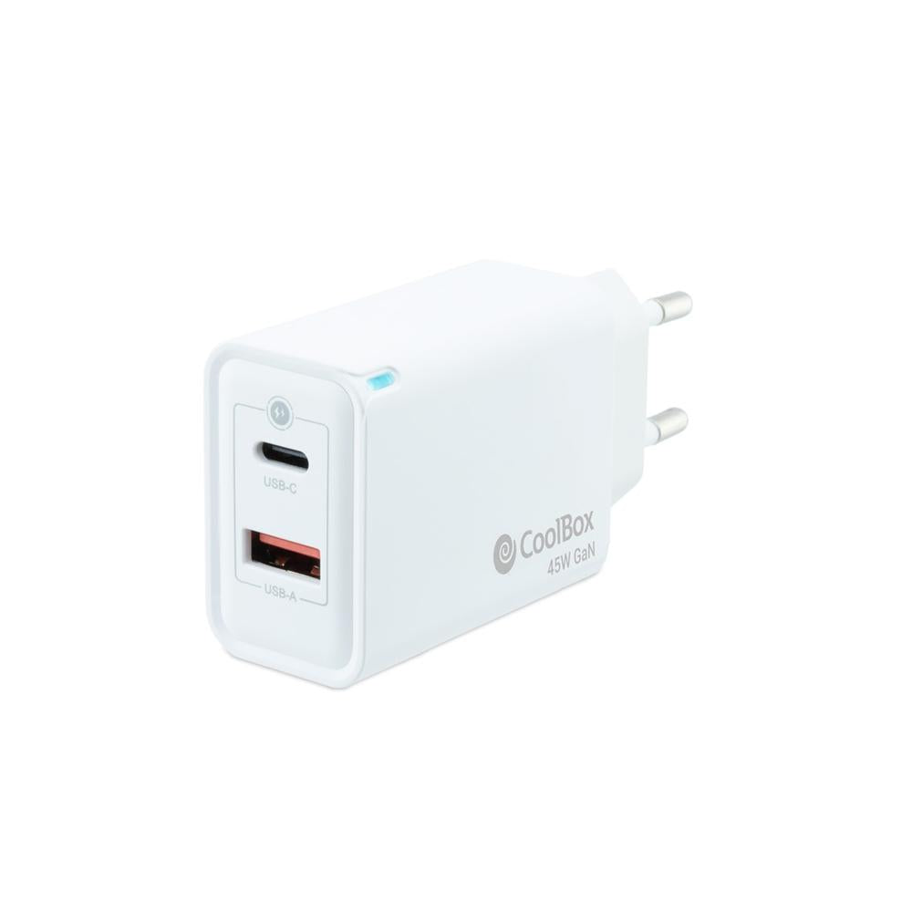 Cargador usb de pared coolbox 45w usb tipo a - usb tipo c