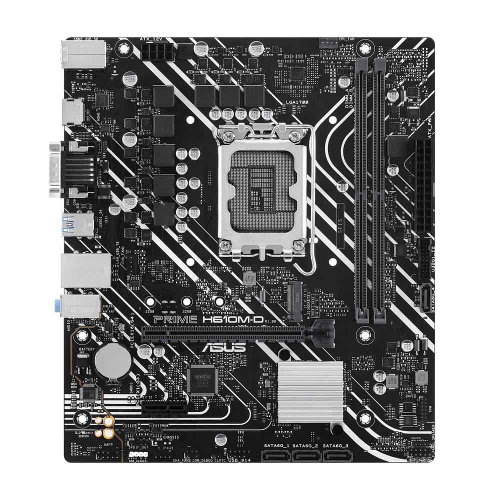 Placa base asus intel prime h610m - d socket 1700 ddr5 x2 max 96gb 4800mhz d - sub hdmi matx