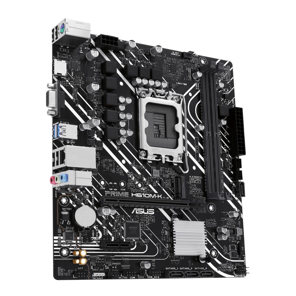 Placa base asus intel prime h610m - k socket 1700 ddr5 x2 max 96gb 4800mhz d - sub hdmi matx