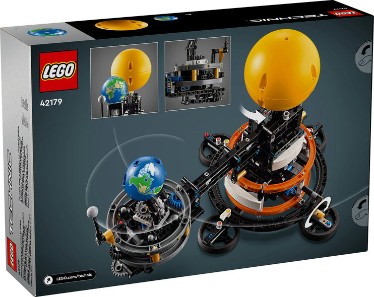 Lego technic planeta tierra y luna en órbita
