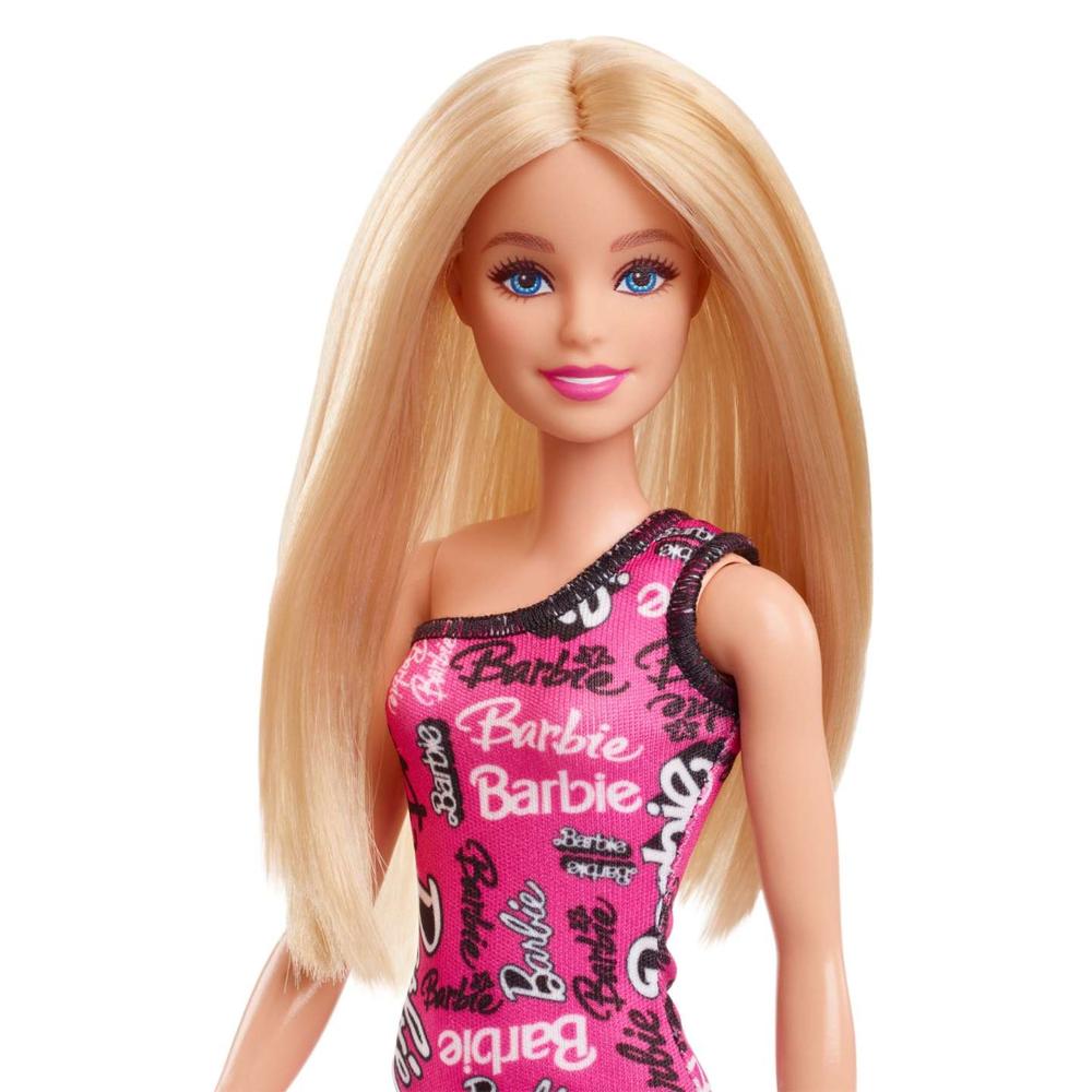 Muñeca barbie mattel 65 aniversario vestido logo