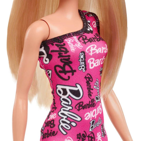 Muñeca barbie mattel 65 aniversario vestido logo