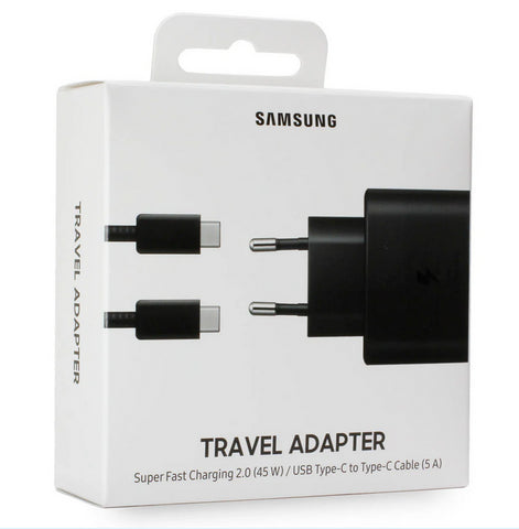 Cargador samsung ep - ta845xbegww 45w + cable usb -  c a usb -  c negro 1m