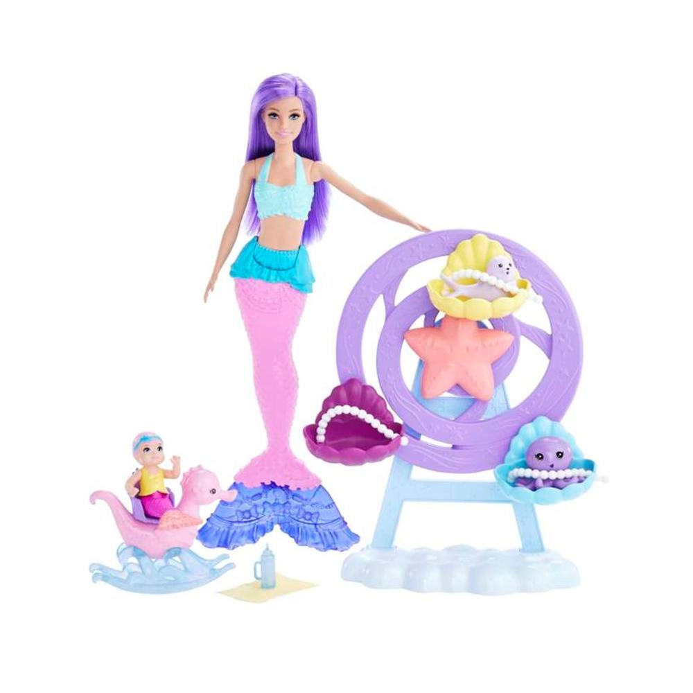 Muñeca barbie mattel sirena juego de cuidado con merbaby y foca