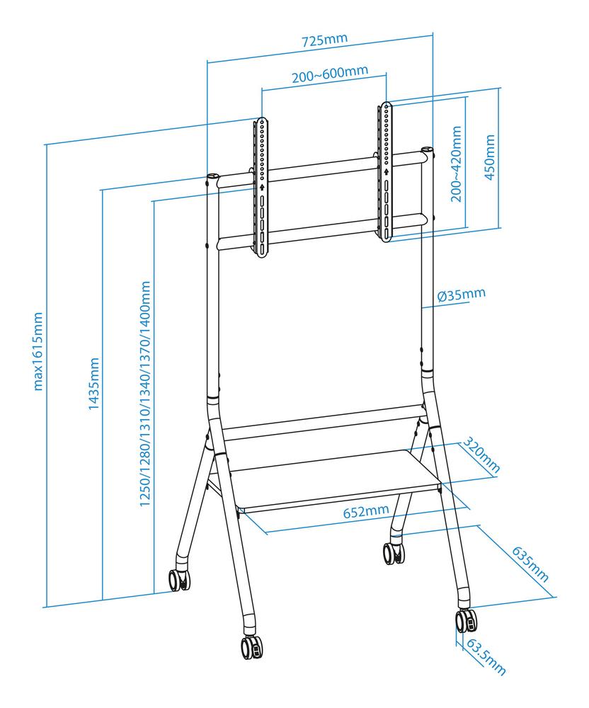 Soporte de suelo con ruedas tooq idreams 37pulgadas - 86pulgadas fs20206m - b negro