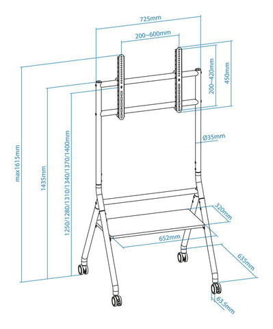 Soporte de suelo con ruedas tooq idreams 37pulgadas - 86pulgadas fs20206m - b negro