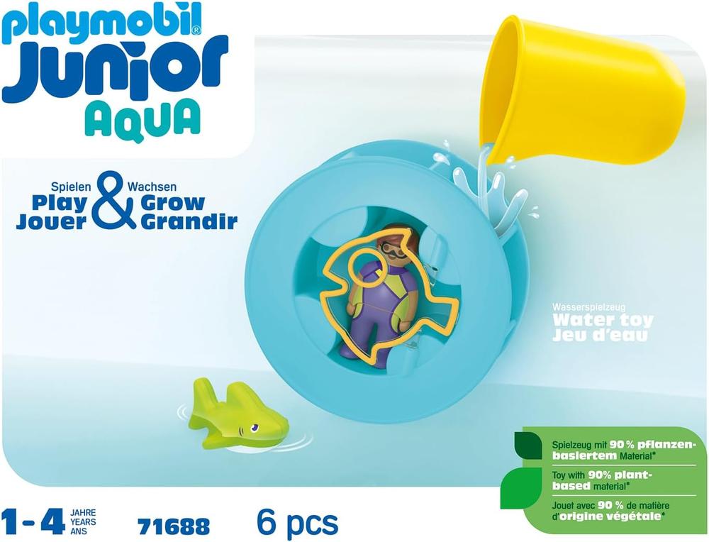 Playmobil junior aqua: rueda de agua con bebé tiburón