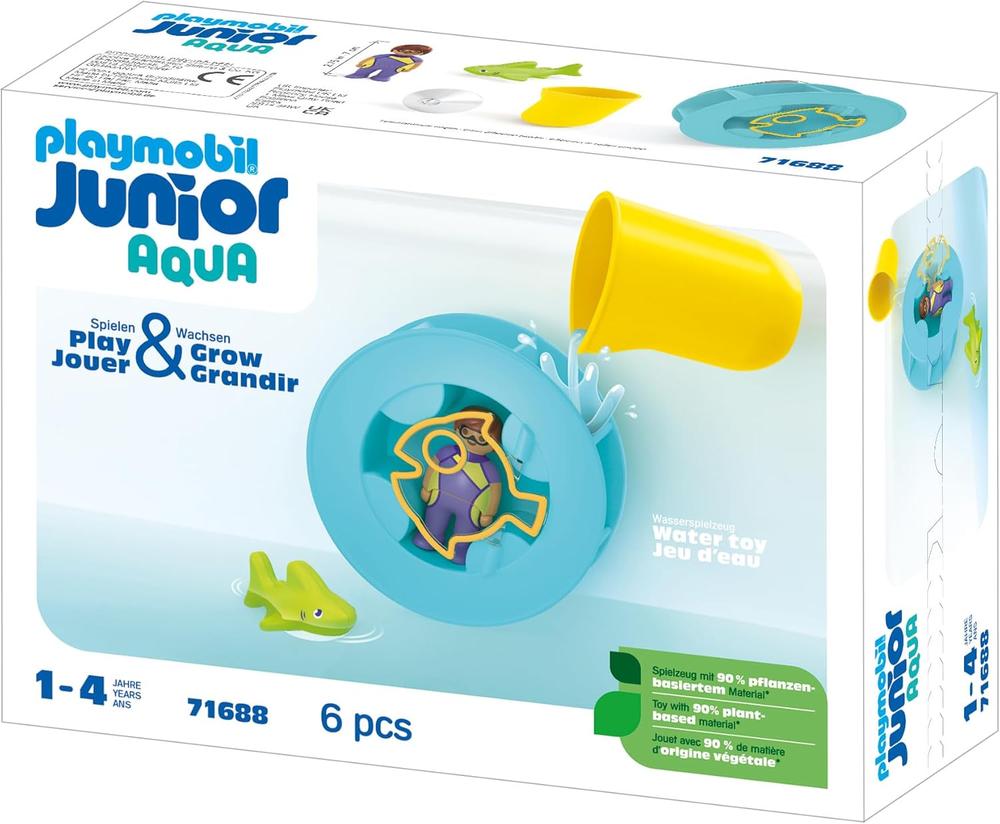 Playmobil junior aqua: rueda de agua con bebé tiburón