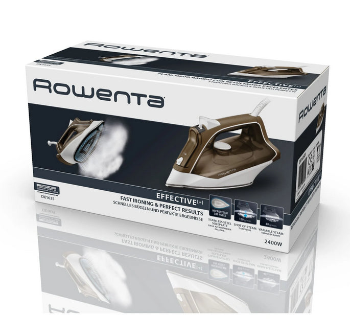 Plancha de vapor rowenta dx1635 effective 2400w blanco y gris