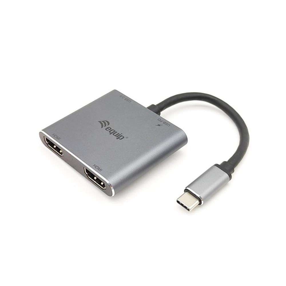 Adaptador usb tipo c a 2x hdmi 4k equip macho - hembra