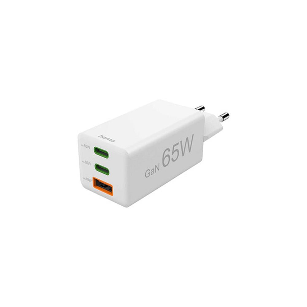 Cargador pared hama gan 65w 2 x usb tipo c 1 x usb tipo a blanco