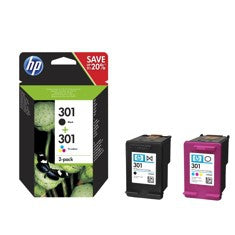 Multipack hp n9j72ae nº301 negro y tricolor