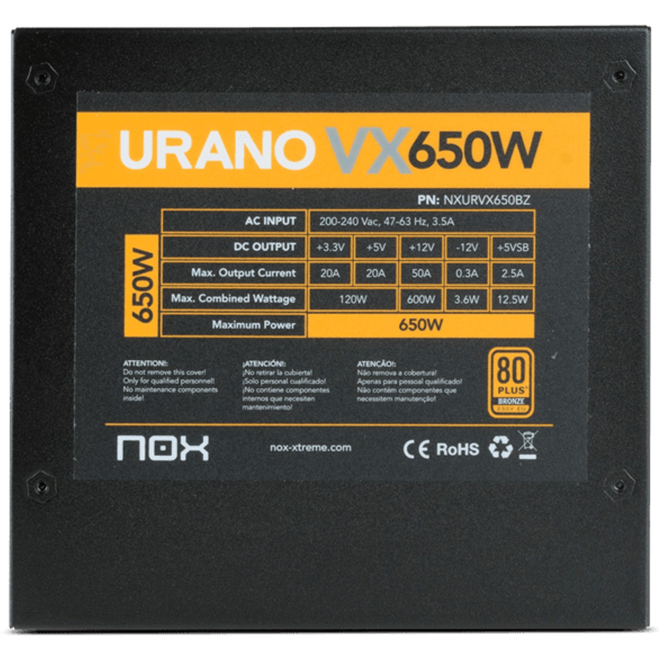 Fuente de alimentacion nox urano vx 650w gaming atx