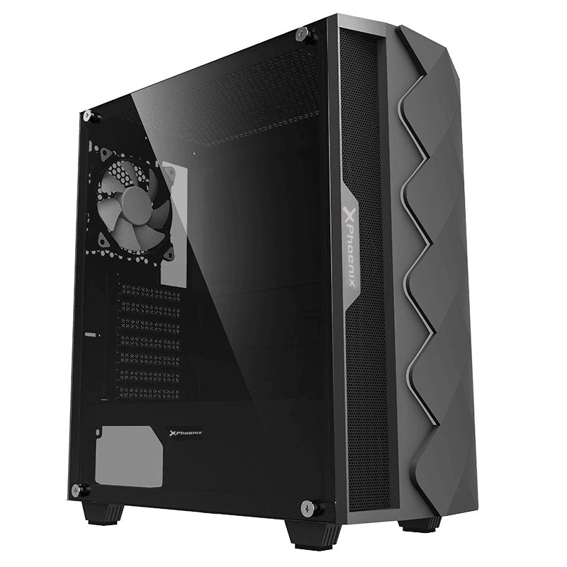 Caja gaming torre phoenix black diamond - cristal templado - tira argb - usb 3.0 - filtros antipolvo - incluye ventilador argb