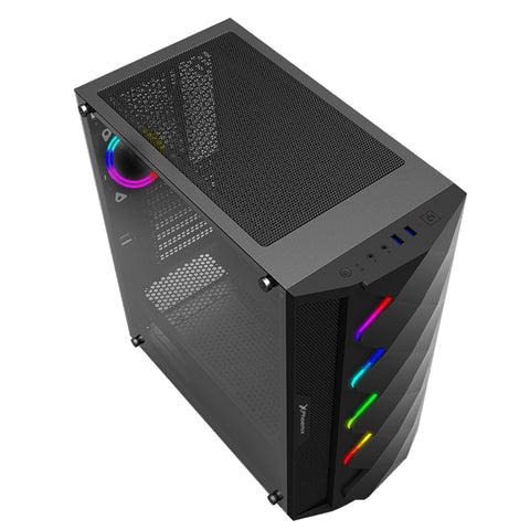 Caja gaming torre phoenix black diamond - cristal templado - tira argb - usb 3.0 - filtros antipolvo - incluye ventilador argb