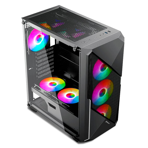 Caja torre gaming phoenix evolve cristal templado usb 3.0 filtros antipolvo incluye ventilador argb trasero