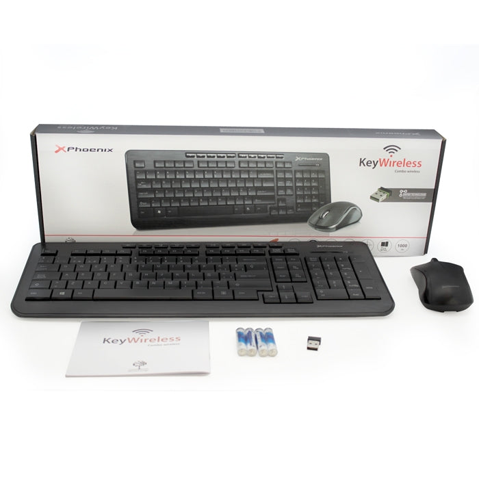 Teclado y ratón multimedia combo phoenix key wireless español qwerty inalambrico receptor usb