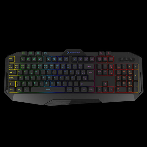 Teclado gaming phoenix con cable luz rgb 9 modos de iluminación 4 botónes macro 12 teclas multimedia