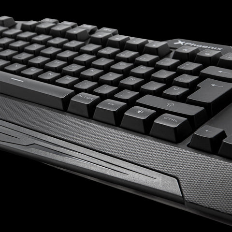 Teclado gaming phoenix con cable luz rgb 9 modos de iluminación 4 botónes macro 12 teclas multimedia