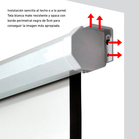 Phoenix -  pantalla de proyección manual plegable 112 pulgadas 2 x 2m formatos 1:1 4:3 16:9 de techo y pared