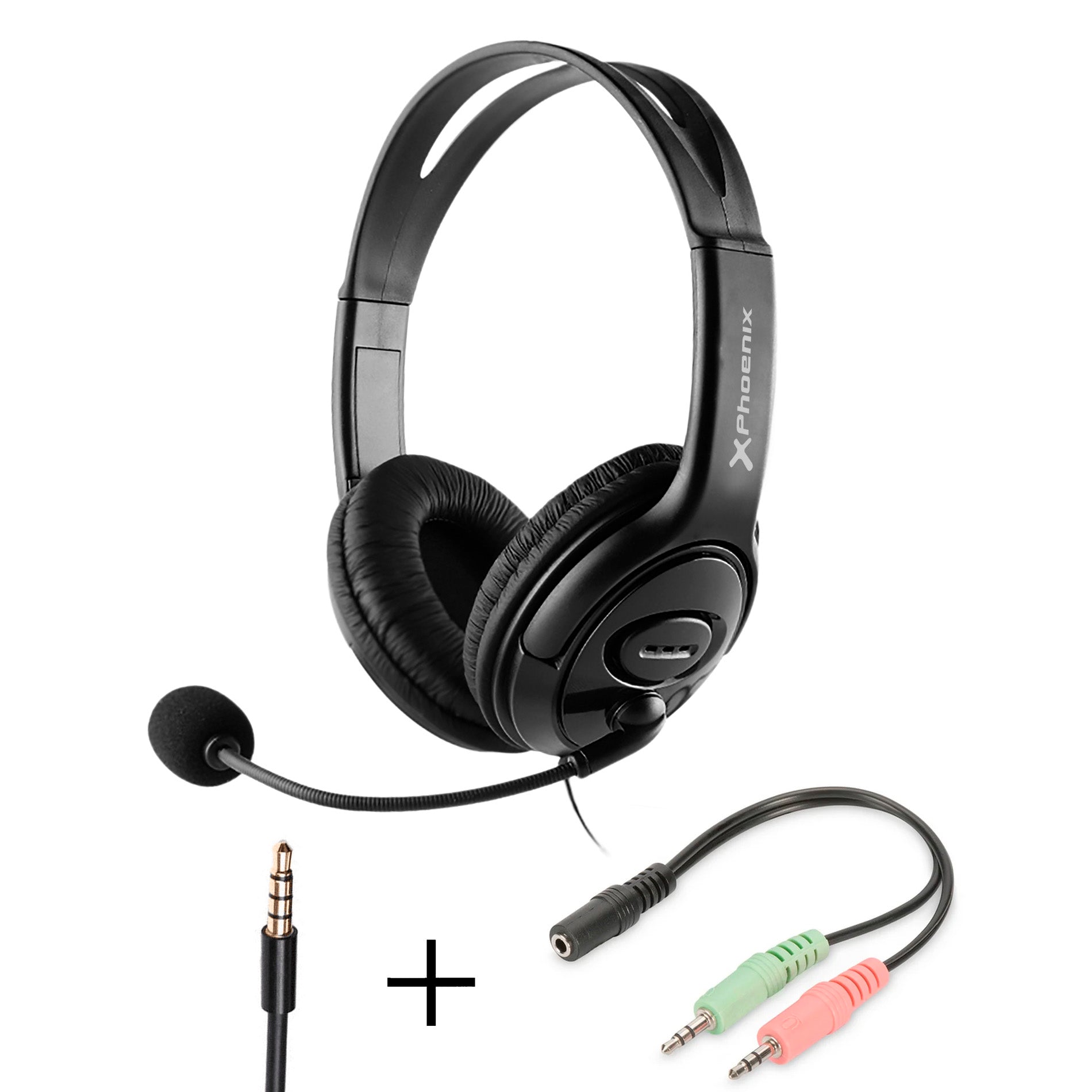 Auriculares oficina con microfono phoenix soundcall conector jack con adaptador