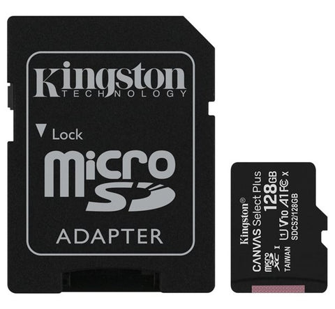 Tarjeta memoria micro secure digital sd hc 128gb kingston canvas select plus clase 10 uhs - 1 + adaptador sd