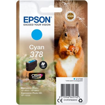 Cartucho tinta epson c13t37824010 singlepack cian 378 claria photo hd ink xp - 8500 ardilla