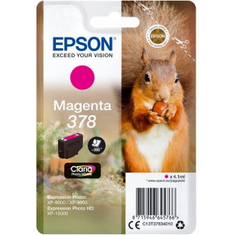 Cartucho tinta epson c13t37834010 singlepack magenta 378 claria photo hd ink xp - 8500 ardilla