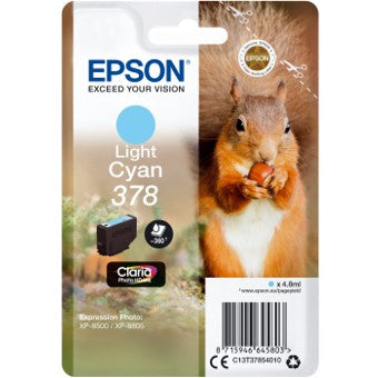 Cartucho tinta epson c13t37854010 singlepack light cyan 378 claria photo hd ink xp - 8500 ardilla