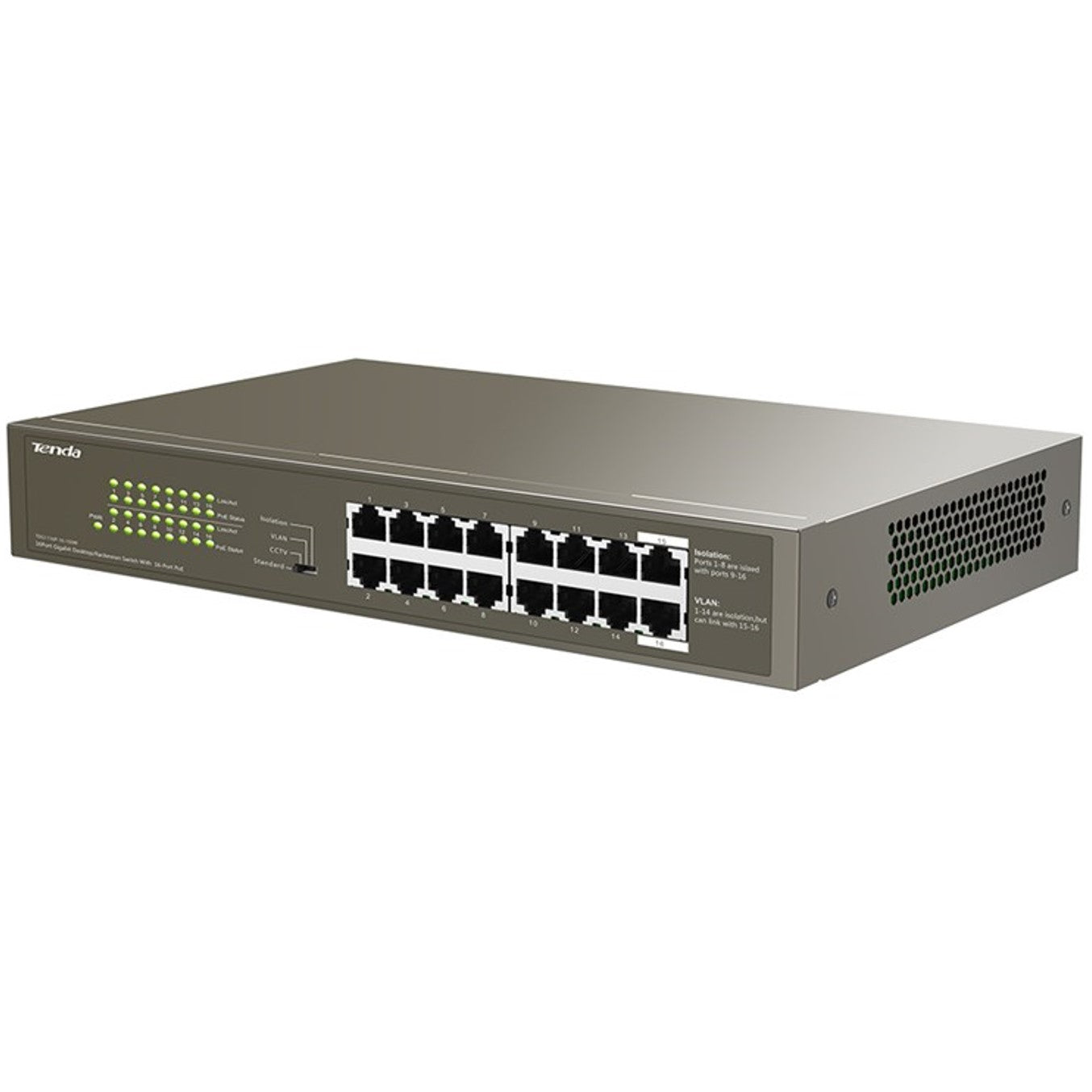 Switch 16 puertos gigabit ethernet 10 - 100 - 1000 tenda