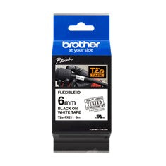 Cinta laminada brother tzefx211 texto negro sobre fondo blanco -  6mm ancho -  8m longitud