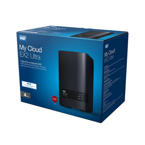 Servidor nas wd western digital my cloud ex2 ultra 1gb ram  4tb 2 bahias raid ethernet gigabit wdbvbz0040jch